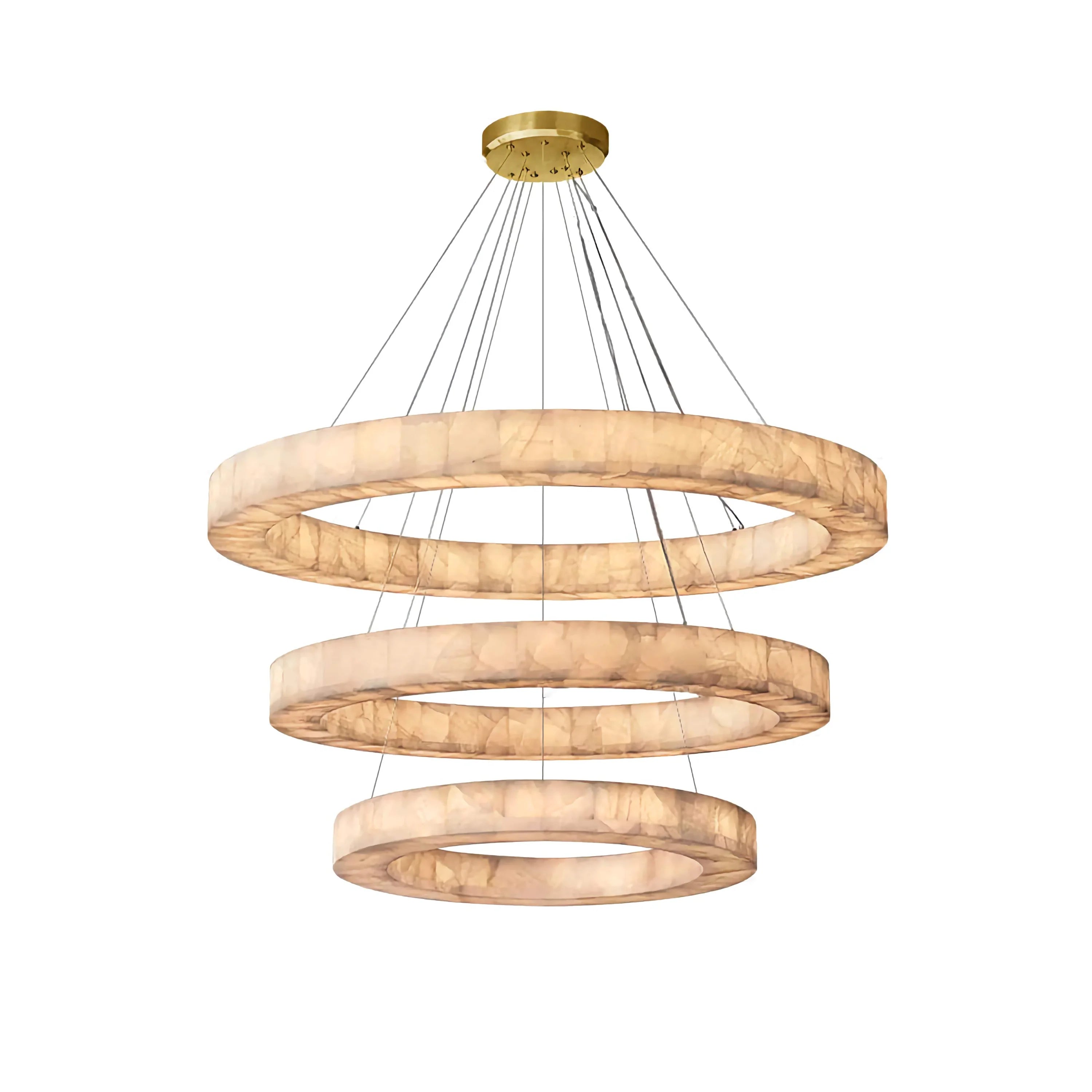 Rivage 3-tier Alabaster Ring Chandelier | Luxury for Stairs Hotels Dining Room Office