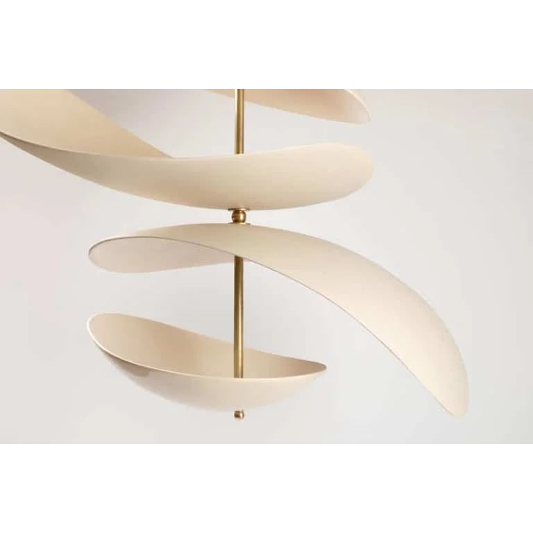 4 Tier Sculptural Ceramic Chandelier | Atelier Crafted Pendant in Brass | Modern Art Light for Dining Room or Gallery