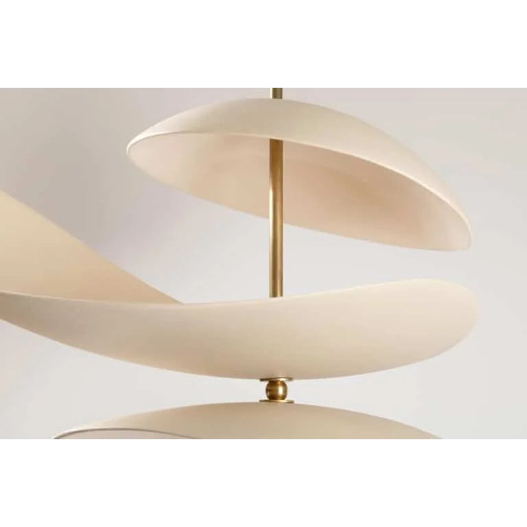 4 Tier Sculptural Ceramic Chandelier | Atelier Crafted Pendant in Brass | Modern Art Light for Dining Room or Gallery