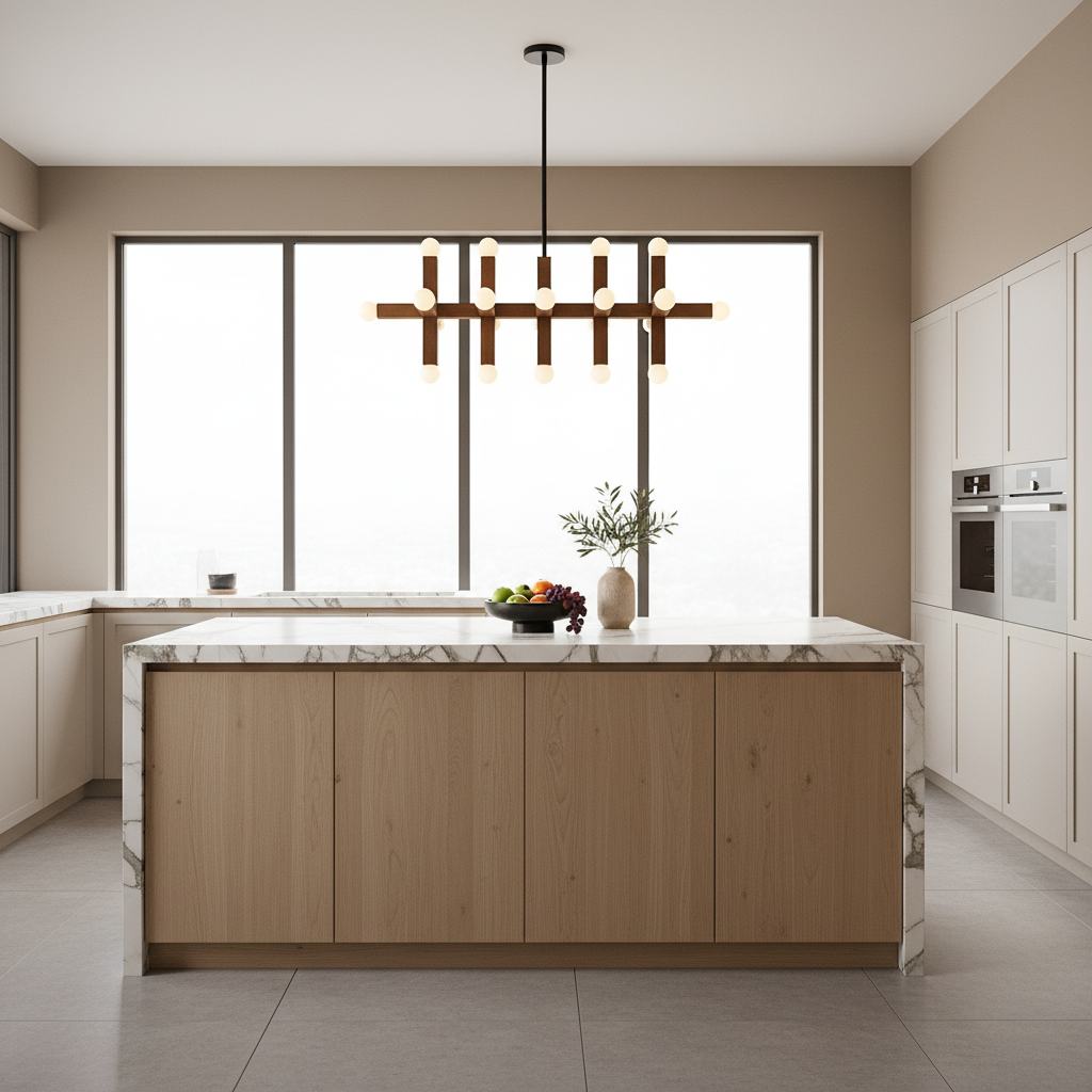 Union 5 20-light Walnut Chandelier | Japandi Wood Pendant Lighting | for High-end Interiors Casalolalights Luxury Lamps