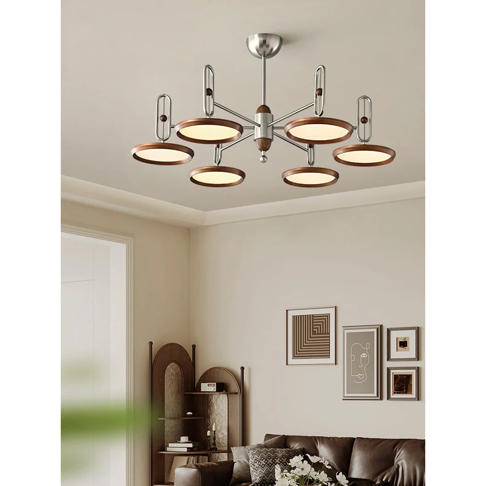 Retro Disc Modern Chandelier | Brushed Steel Ceiling Light Fixture