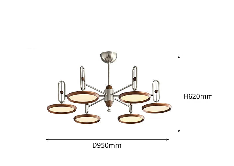 Retro Disc Modern Chandelier | Brushed Steel Ceiling Light Fixture