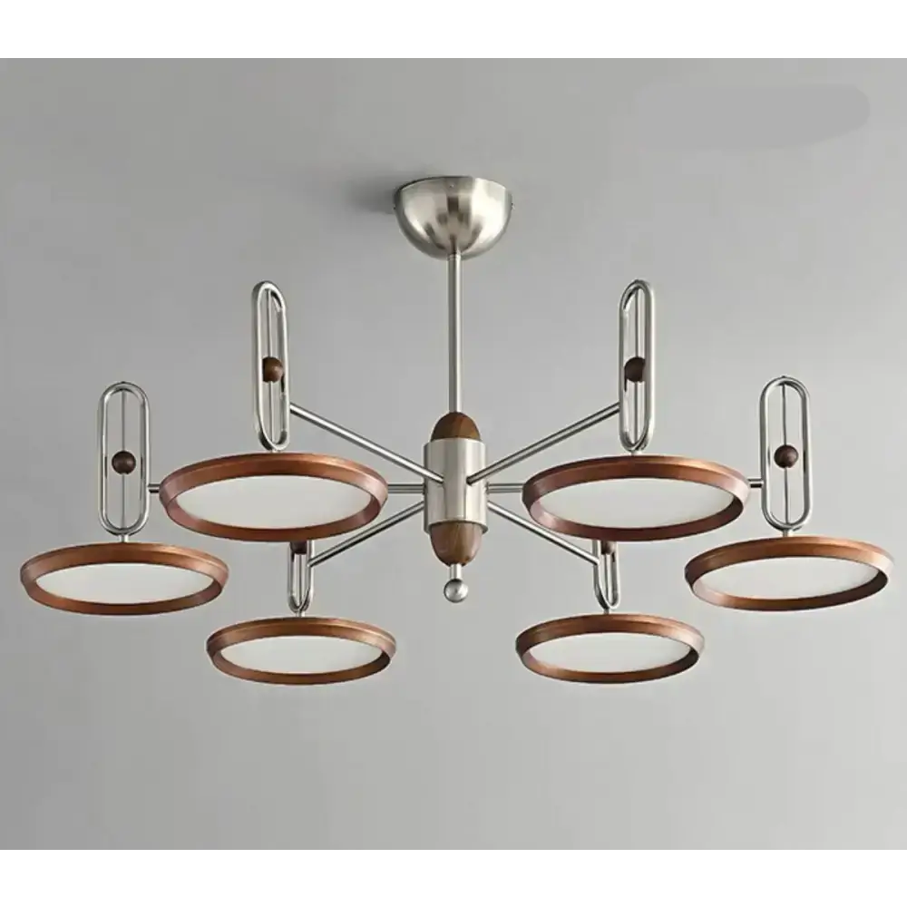 Retro Disc Modern Chandelier | Brushed Steel Ceiling Light Fixture - Semi-flush Mounts