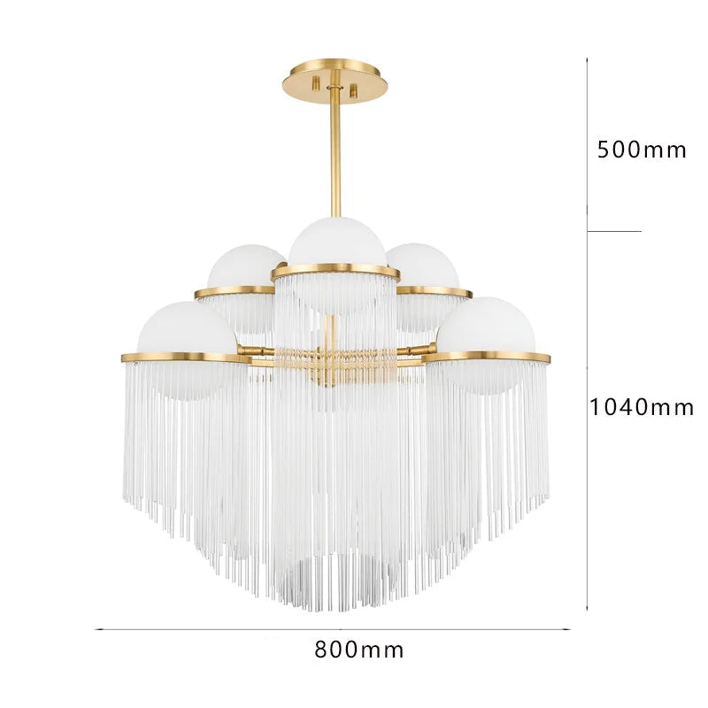 6 Light Crystal Chandelier | Tiered Brass Globe Dining Room | Modern Art Deco Lighting