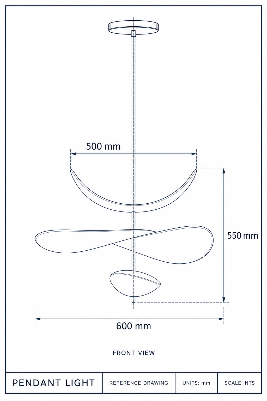 3-Blade Sculptural Plaster Pendant | CLLEA23