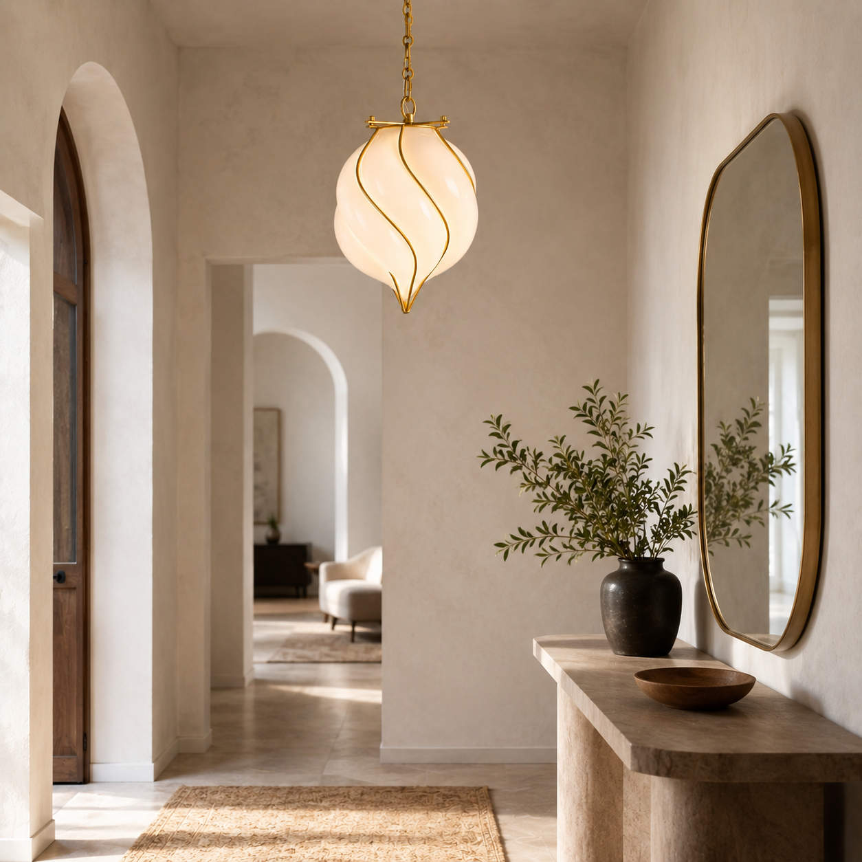The Belluno Lantern | Glass & Brass Pendant | CLND038