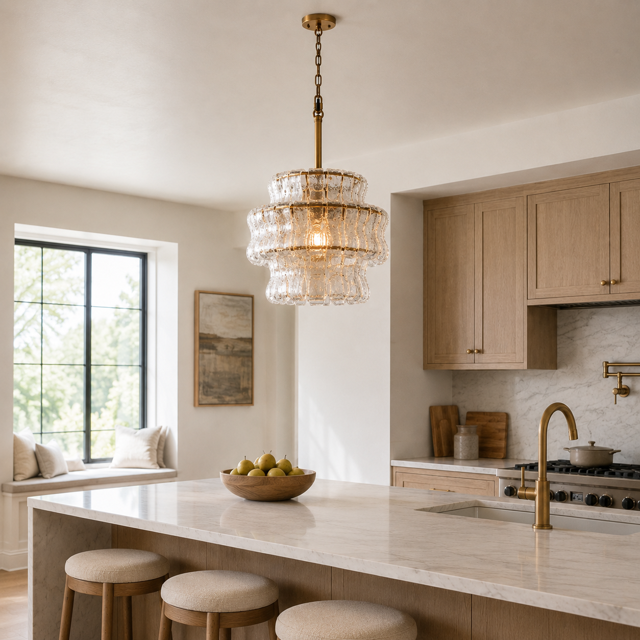 The Bronze Odette Pendant | Textured Art Glass | CLND024