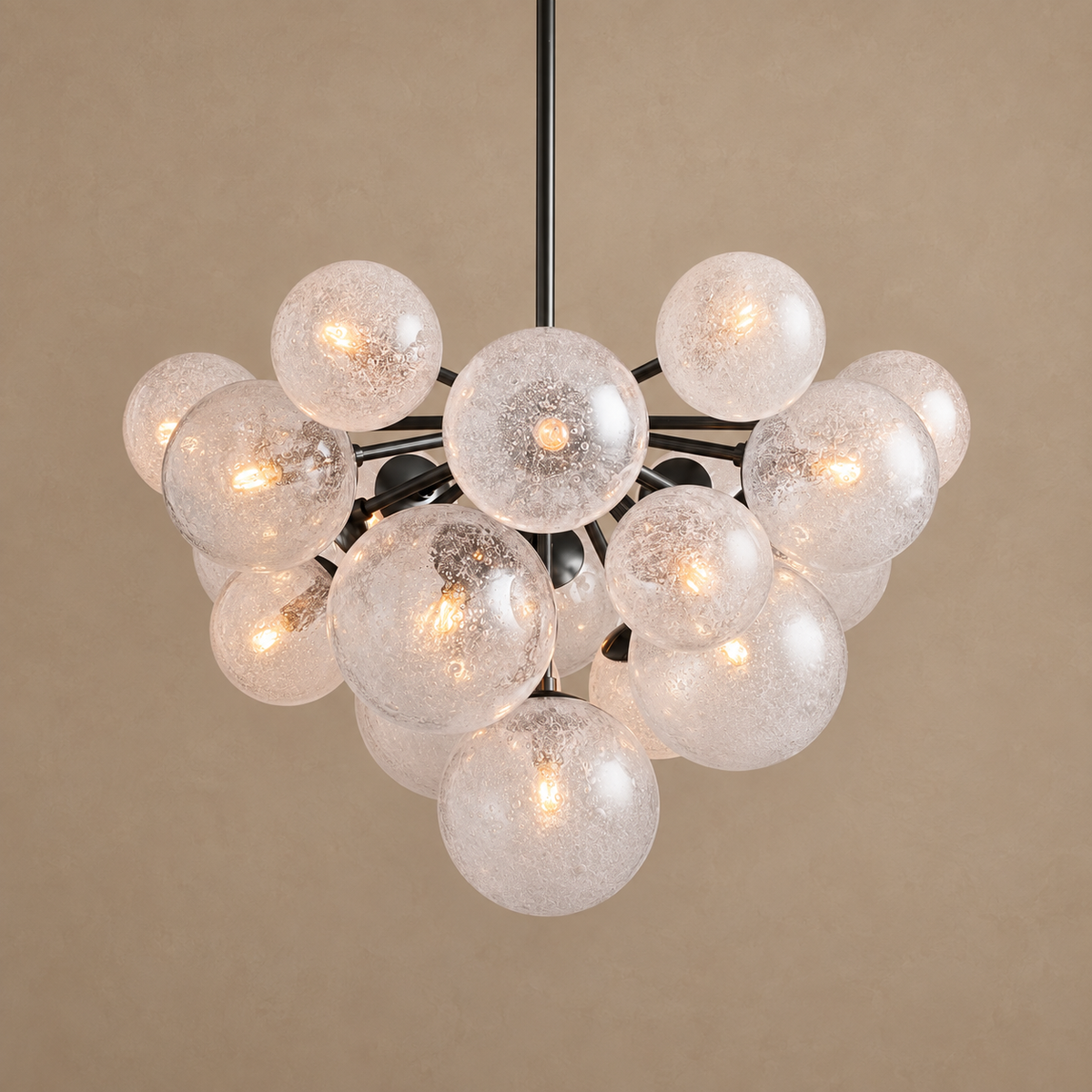 Sillam Seeded Glass Bubble Pendant Chandelier | Black | CLBUB069BK