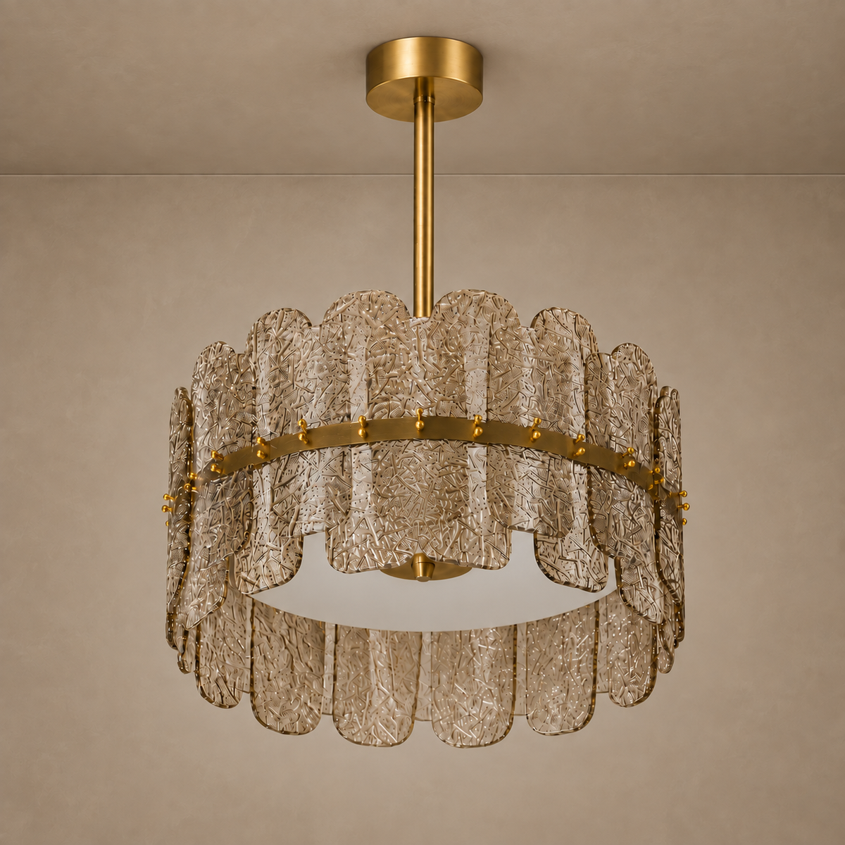 The Nocturne Chandelier | Smoky Art Glass & Brass | CLND007