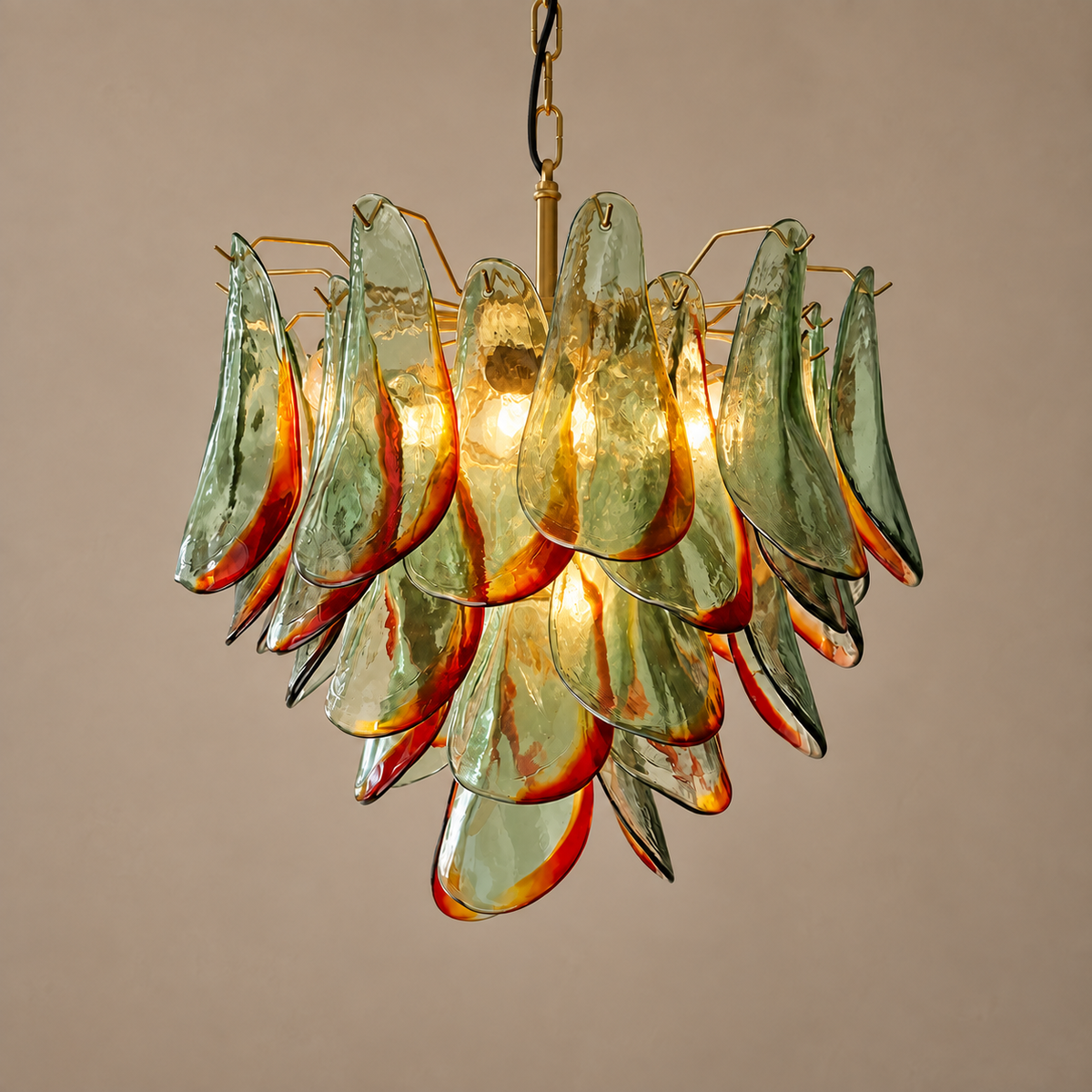 The Solenne Chandelier | Multi-Light Glass & Brass | CLND005