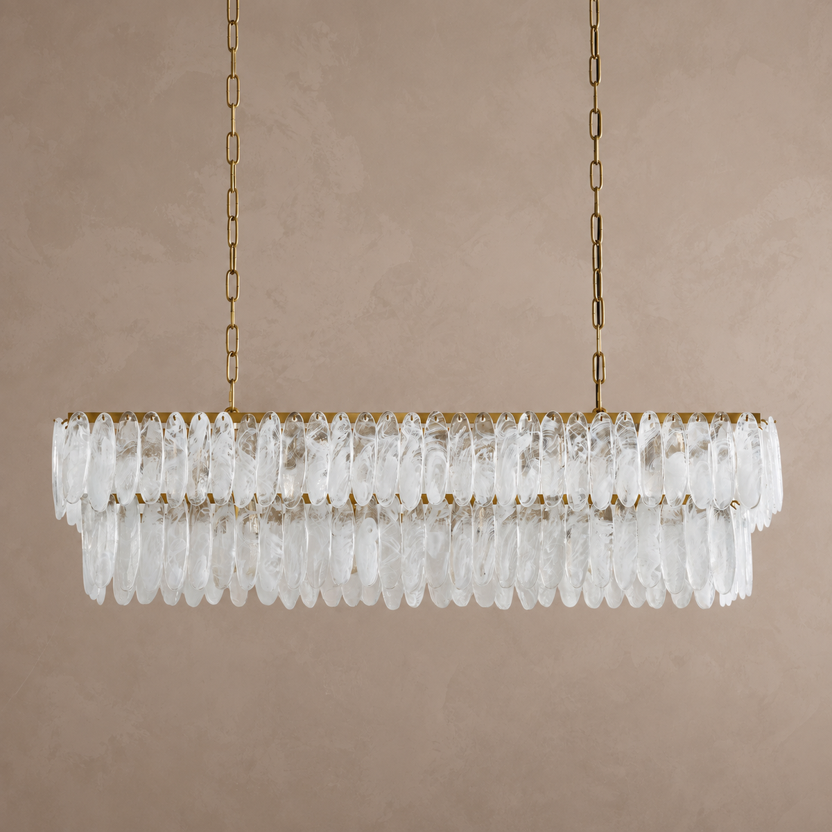 The Vela Linear Chandelier | Glass & Brass | CLND003