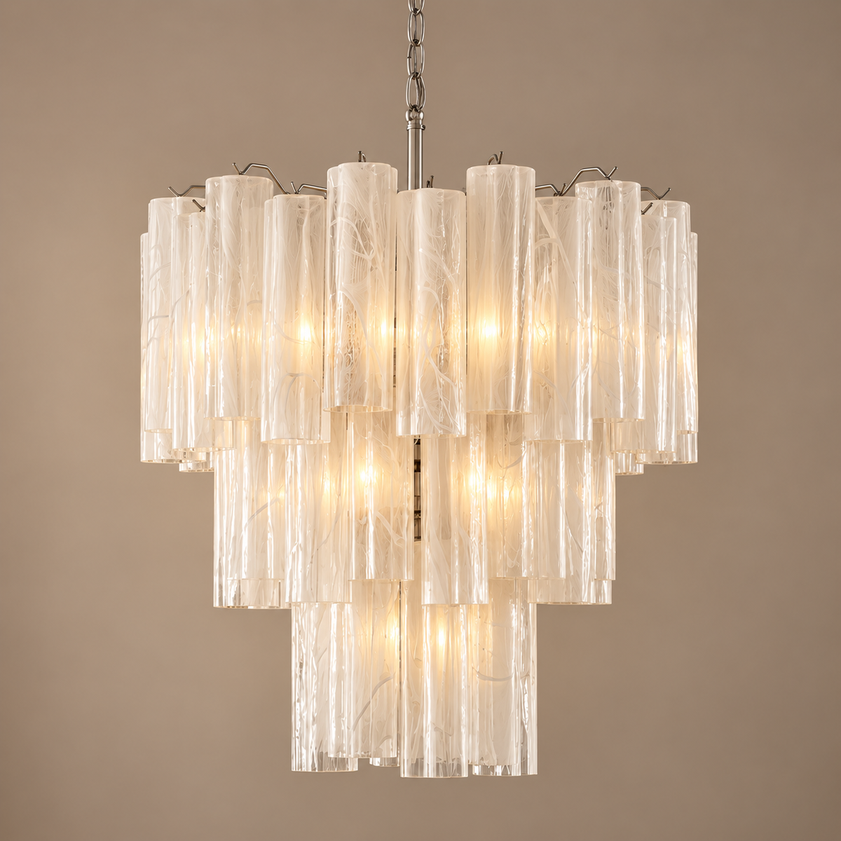 The Venezia Cascade | White Swirl Glass & Stainless Steel | CLVNZCA