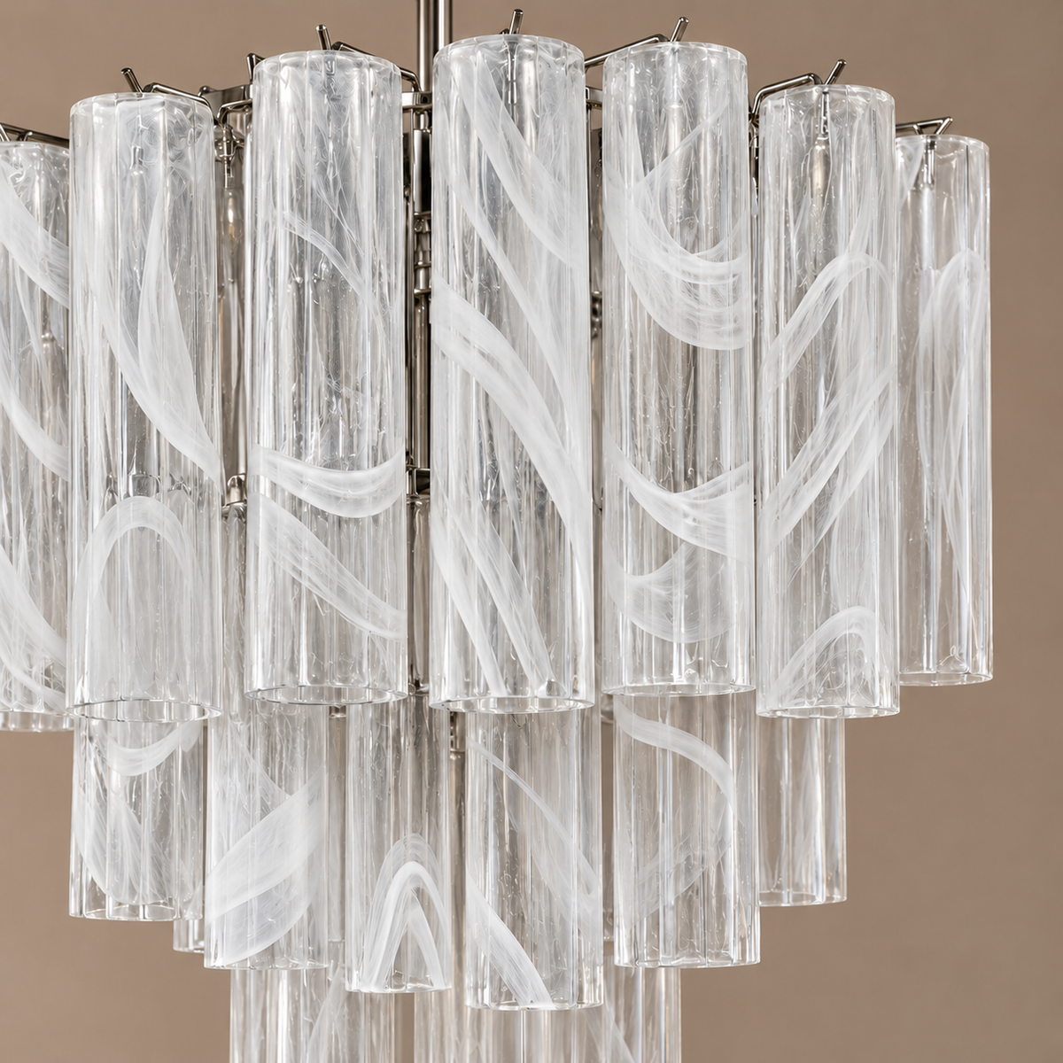 The Venezia Cascade | White Swirl Glass & Stainless Steel | CLVNZCA