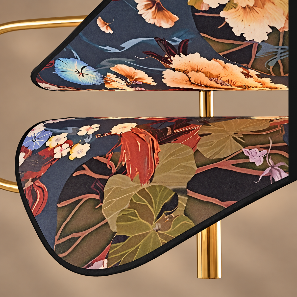 Floral Fabric & Brass Pendant | White | CLFTAKI550