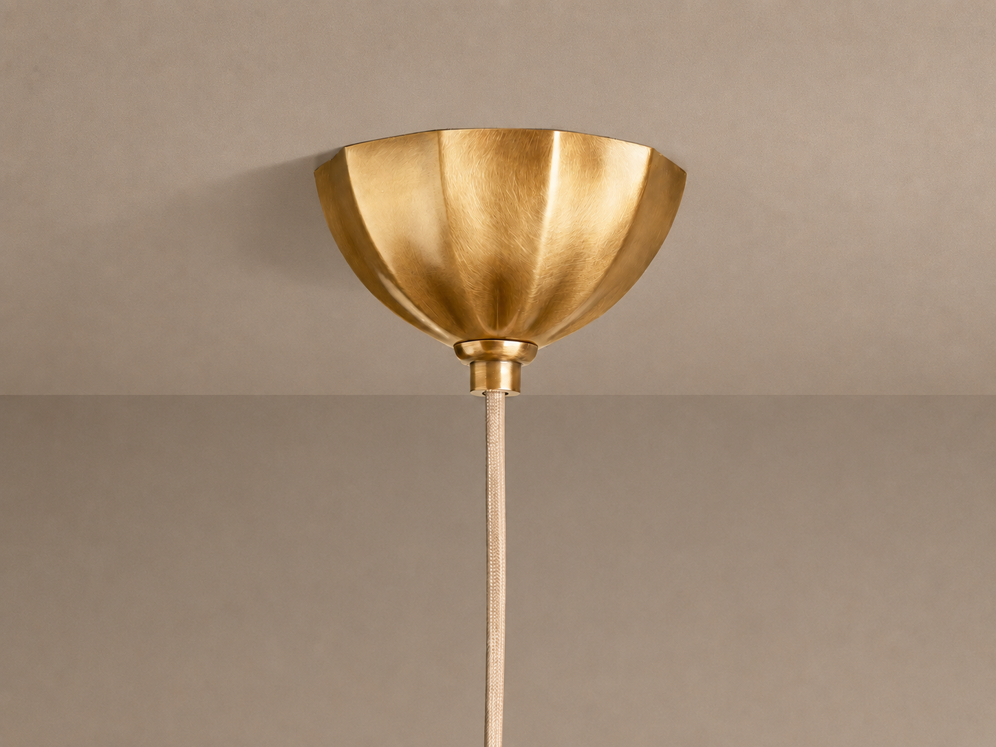 RIBBED CREAM GLASS PENDANT | 12 INCH GLOBE, SOLID BRASS | CLRIB030BR