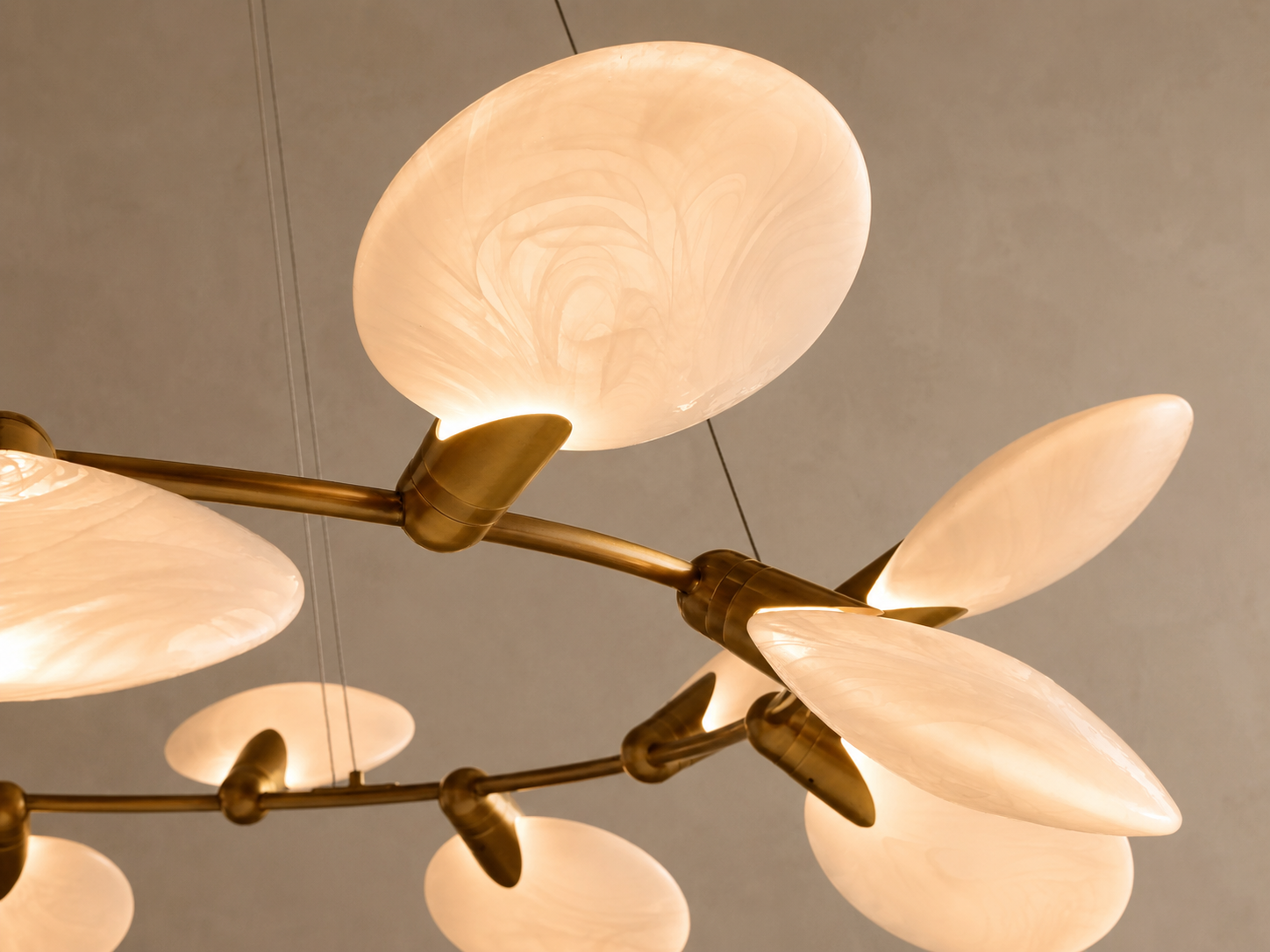16-LIGHT GLASS DISC CHANDELIER | 60 INCH SOLID BRASS | CLDSC152BR