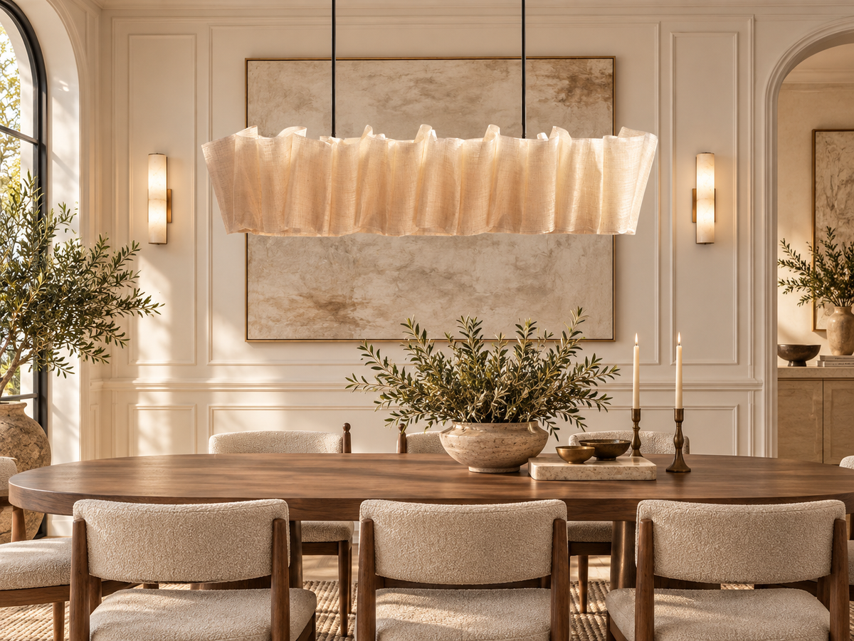 The Sora Linear Chandelier | Handwoven Abaca | CLND018