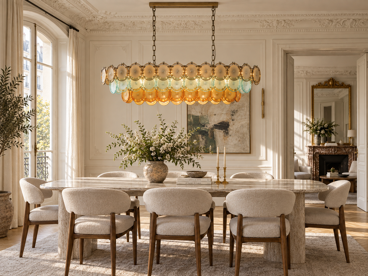 Murano-Style Linear Chandelier | Multicolour | CLOP895001