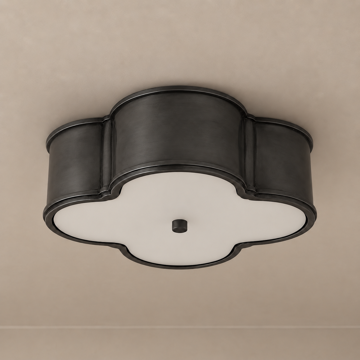 QUADRIFOGLIO GUNMETAL FLUSH MOUNT | OPAL GLASS | CLQDF401GM