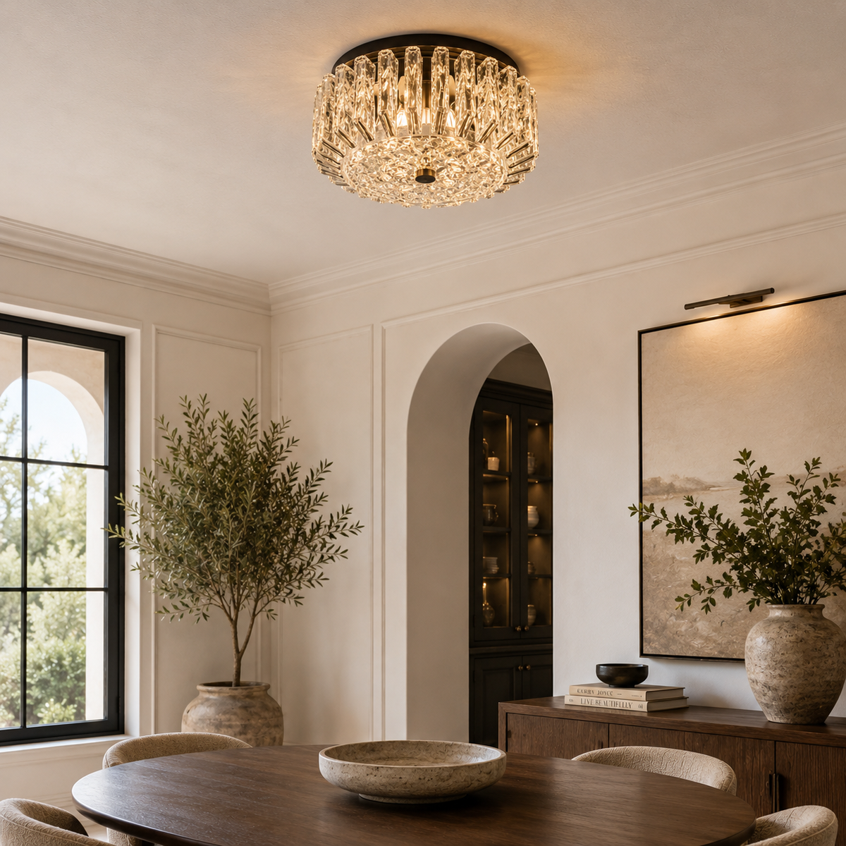The Clair Flush Mount | Shallow Glass & Brass | CLND037