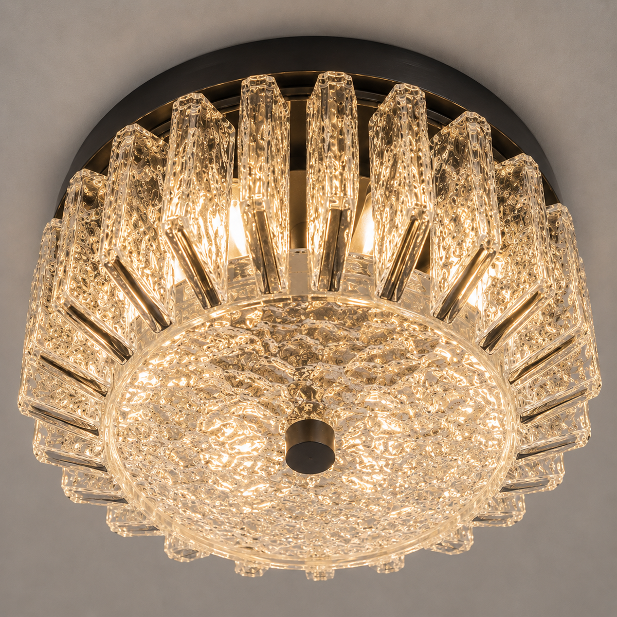 The Clair Flush Mount | Shallow Glass & Brass | CLND037