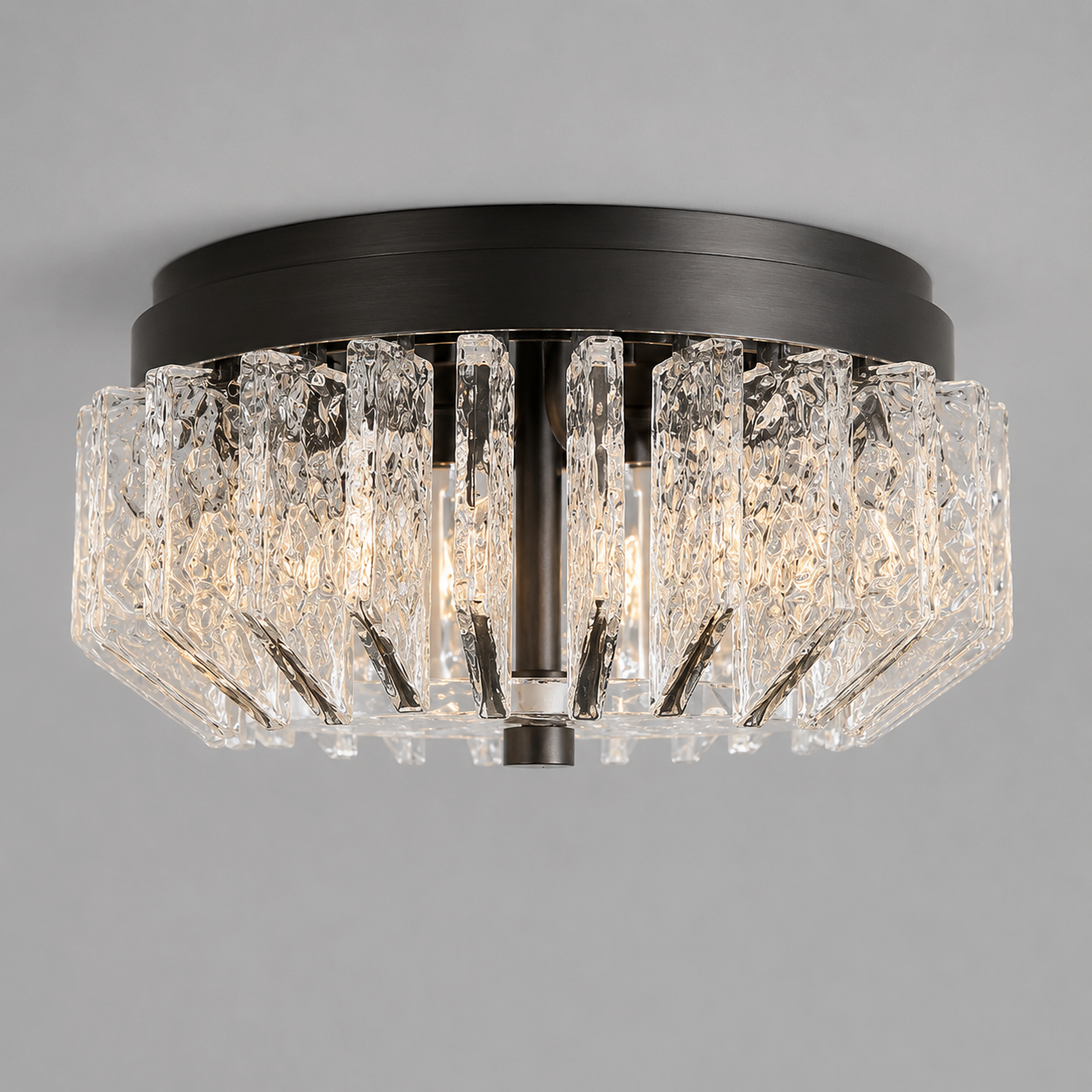 The Clair Flush Mount | Shallow Glass & Brass | CLND037