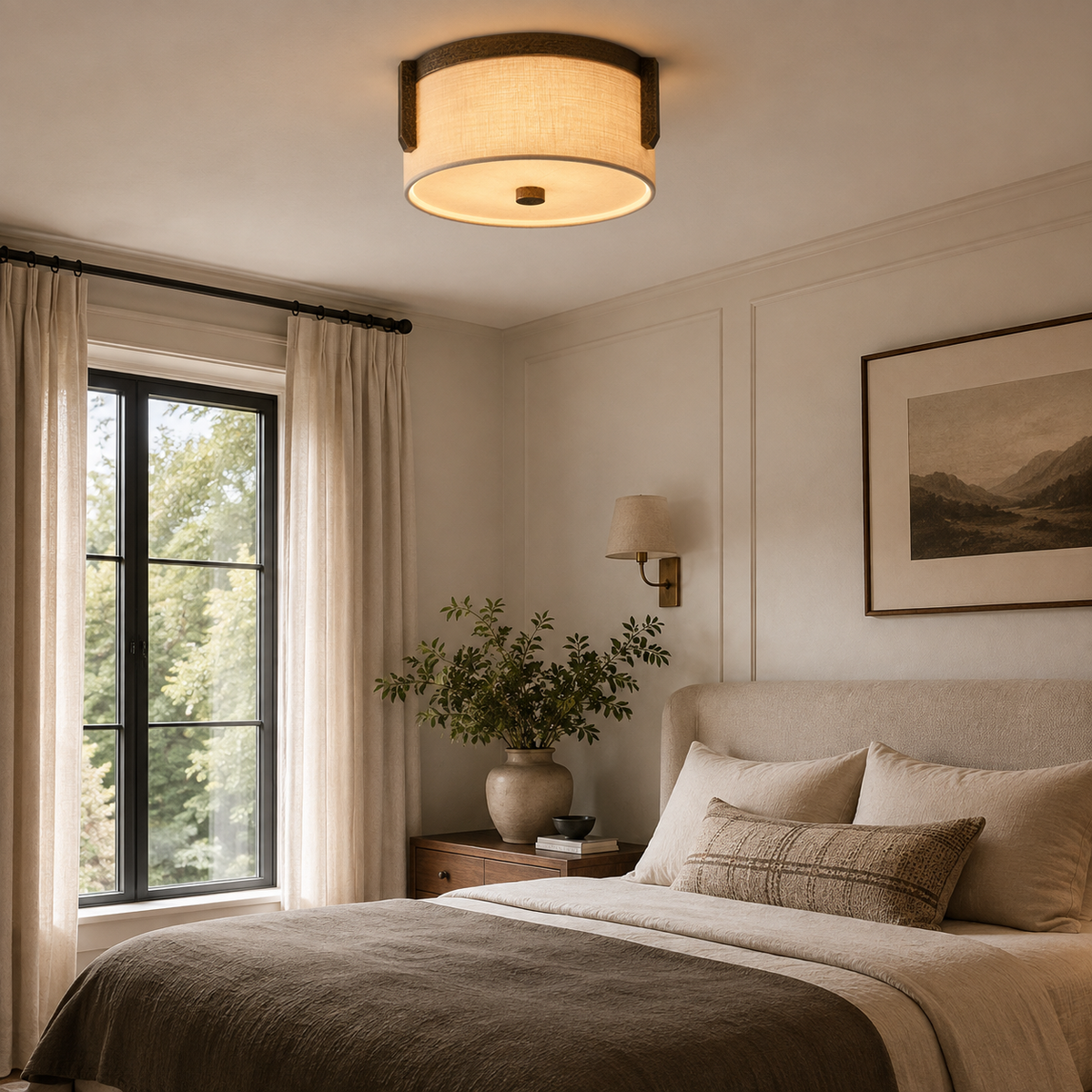 The Linnea Flush Mount | Linen & Brass | CLND036