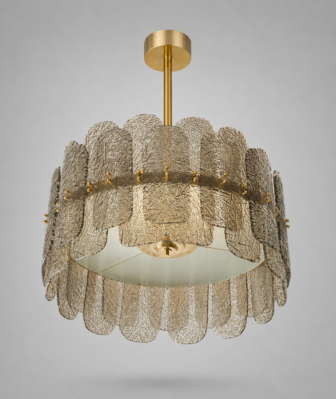 The Nocturne Chandelier | Smoky Art Glass & Brass | CLND007