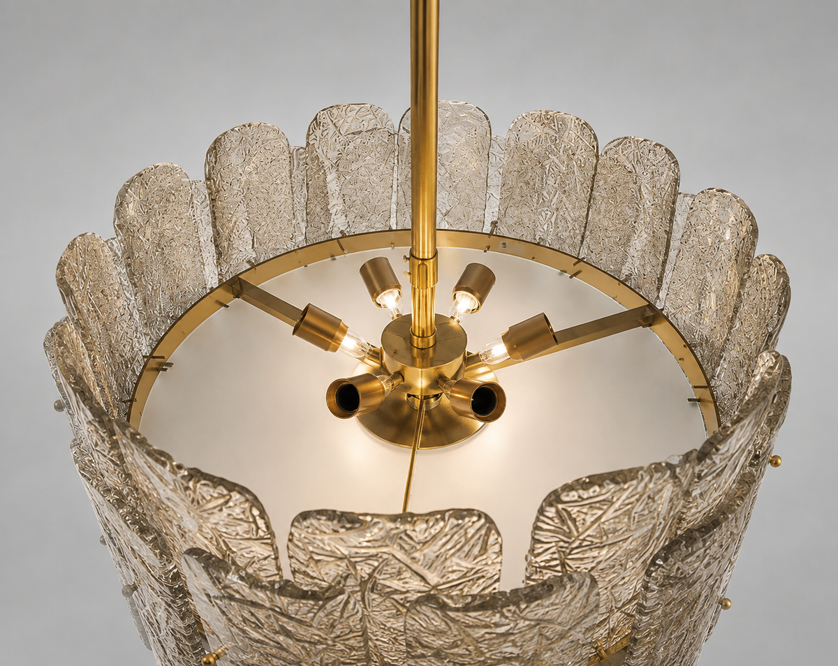 The Nocturne Chandelier | Smoky Art Glass & Brass | CLND007