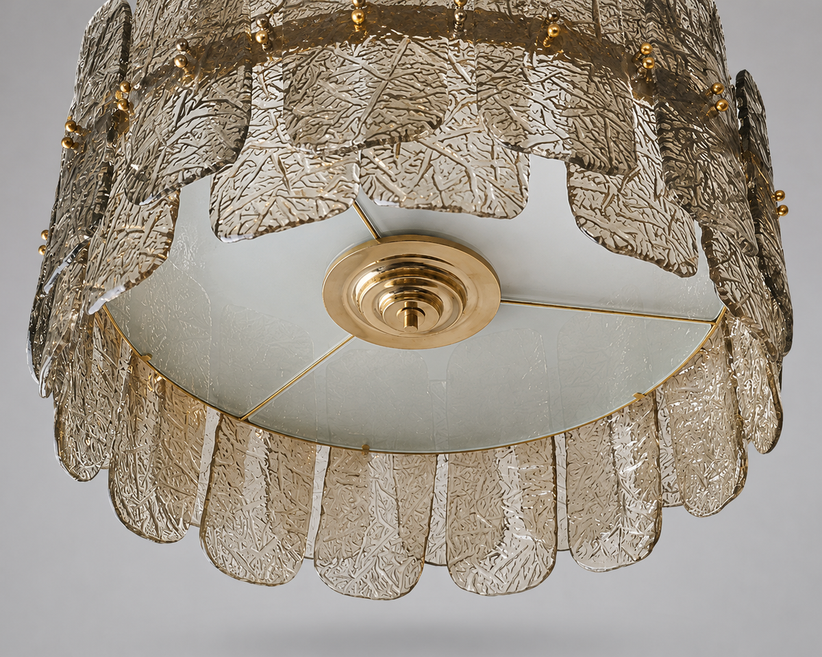 The Nocturne Chandelier | Smoky Art Glass & Brass | CLND007
