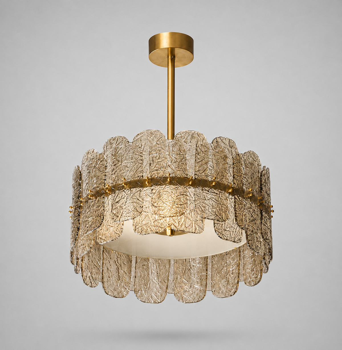 The Nocturne Chandelier | Smoky Art Glass & Brass | CLND007