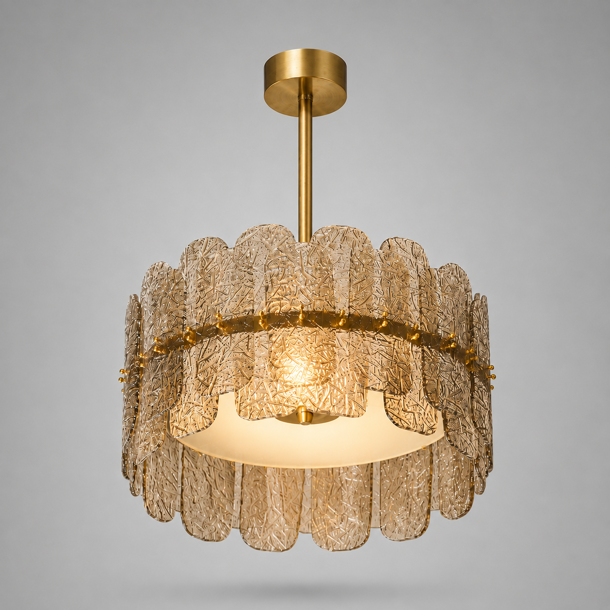 The Nocturne Chandelier | Smoky Art Glass & Brass | CLND007