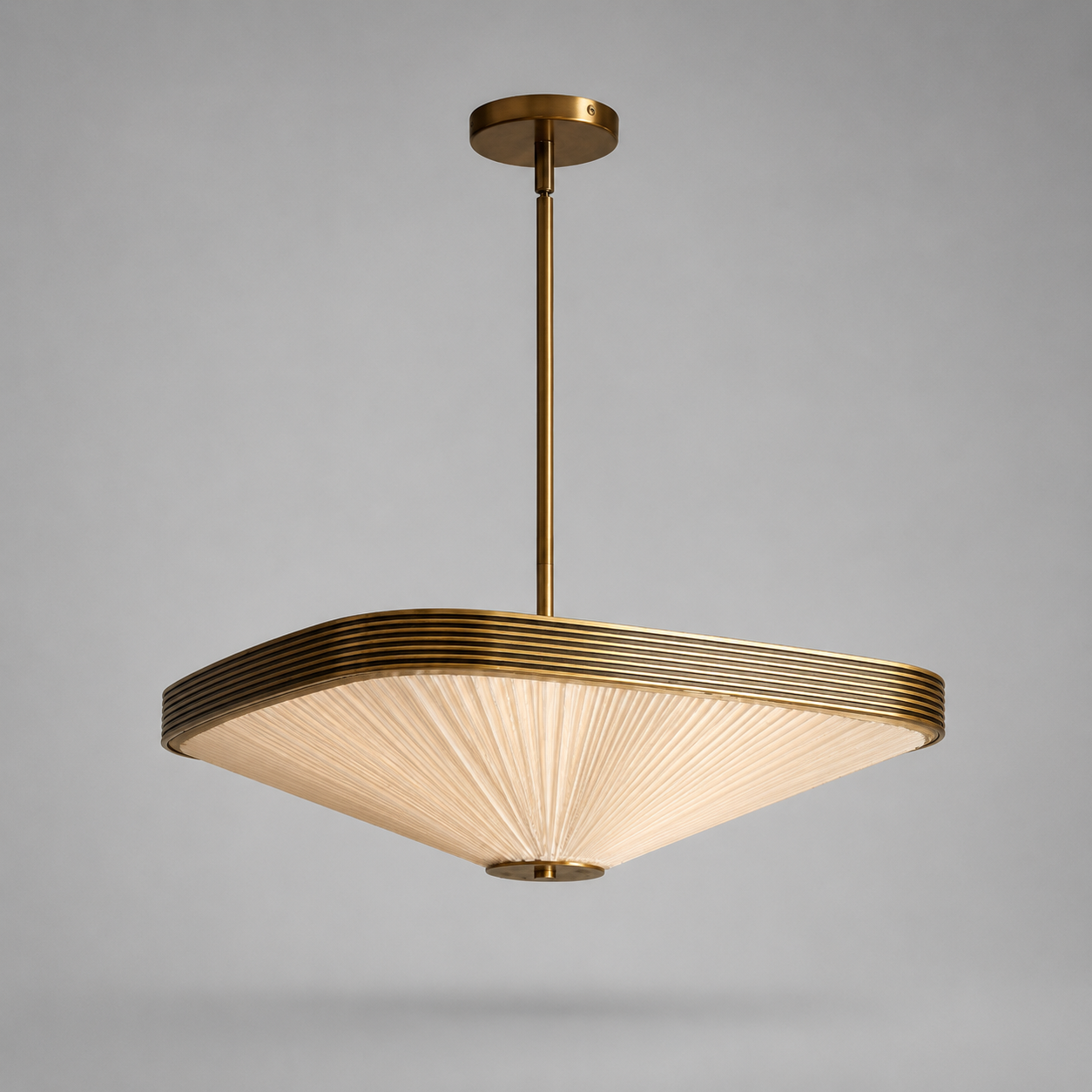PLEATED FABRIC & AGED BRASS CHANDELIER | CLFAB50