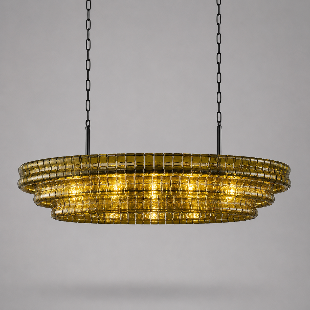 The Verdita Chandelier | Green Curved Glass | CLND020G