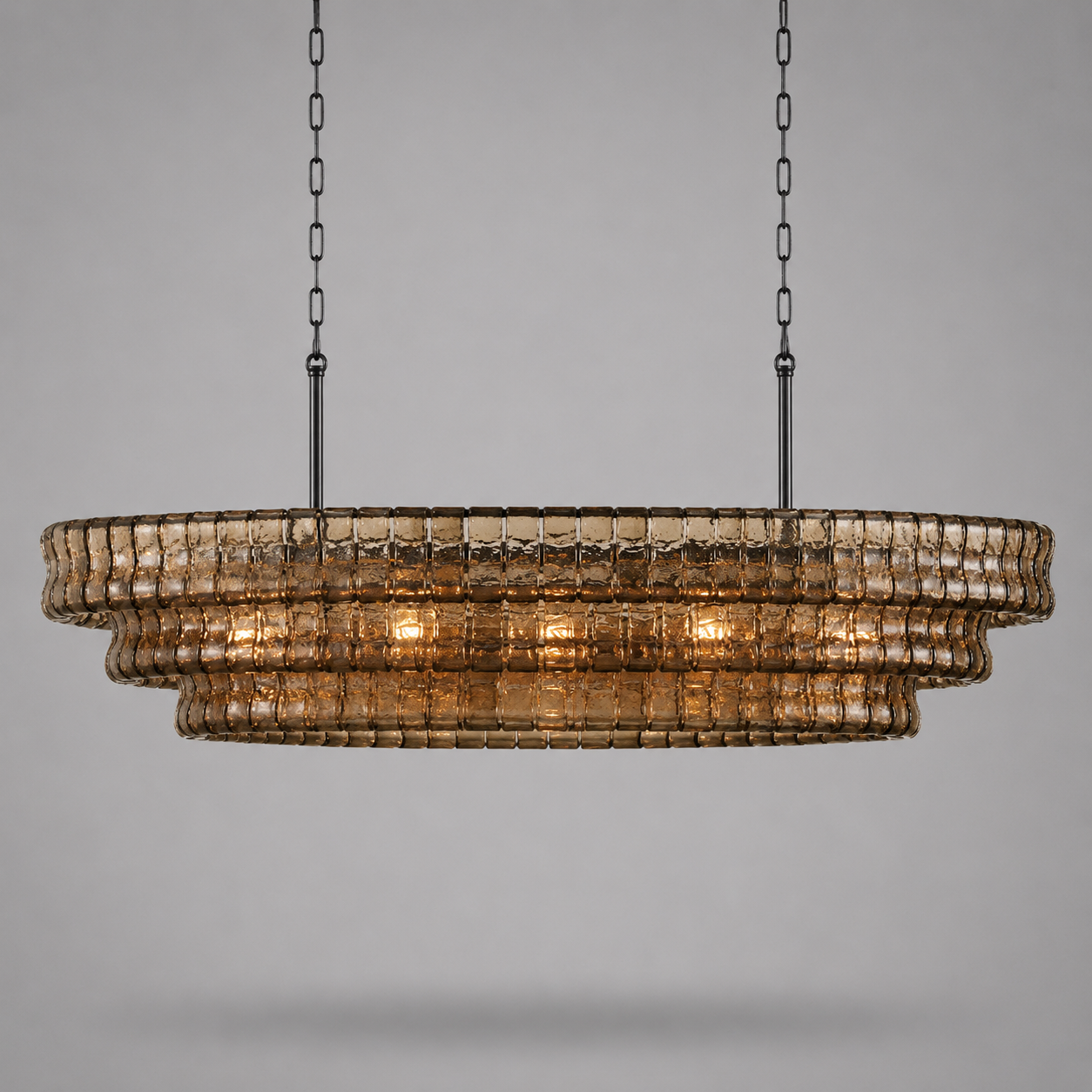 The Verdita Chandelier | Amber Curved Glass | CLND019