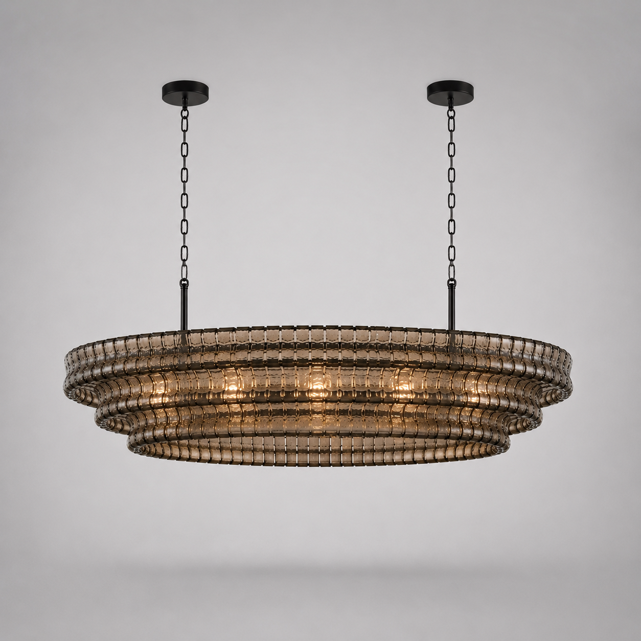 The Verdita Chandelier | Amber Curved Glass | CLND019