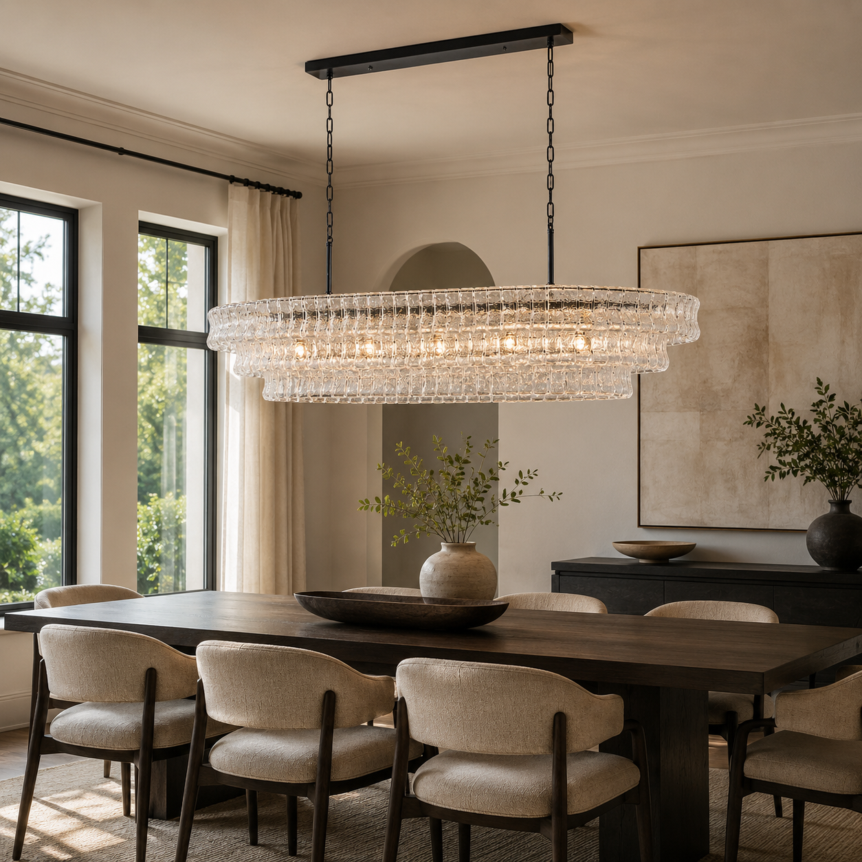 The Verdita Chandelier | Clear Curved Glass | CLND021C