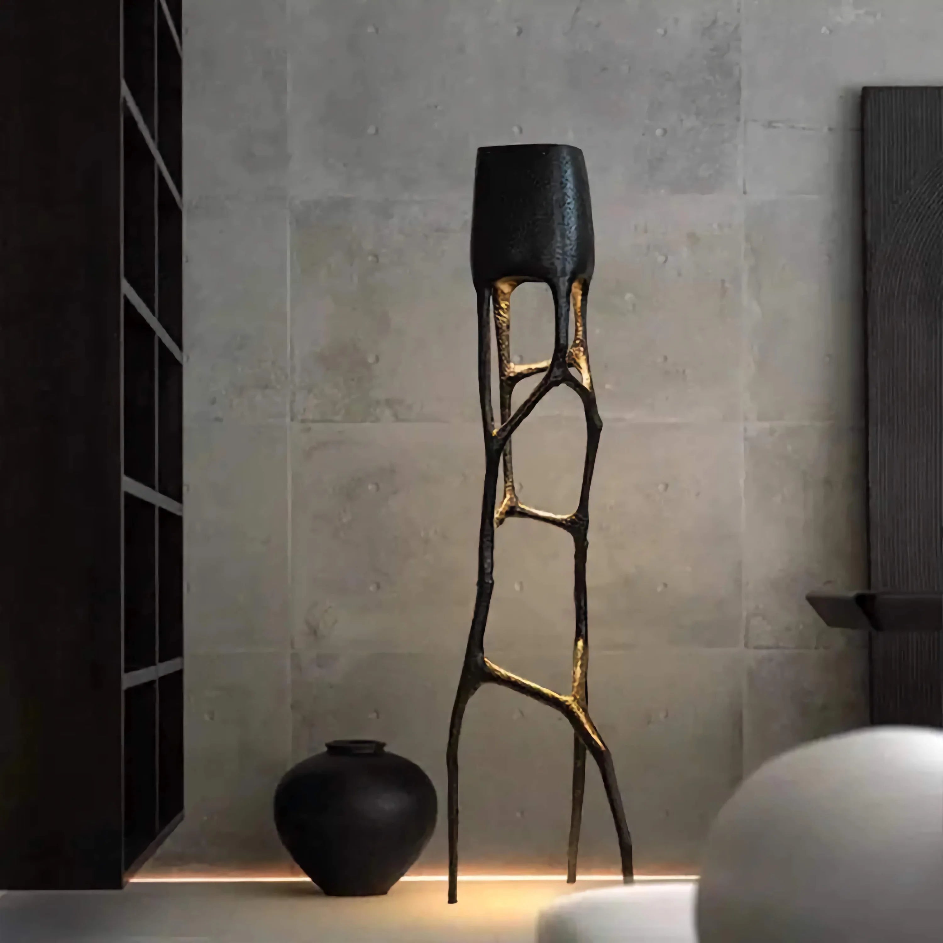 Black Fiberglass Sculptural Floor Lamp | Atelier Nexus Abstract Modern Ul Listed Led Ready