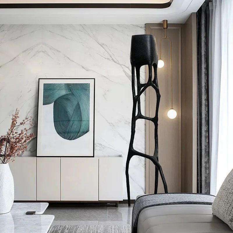 Black Fiberglass Sculptural Floor Lamp | Atelier Nexus Abstract Modern Ul Listed Led Ready