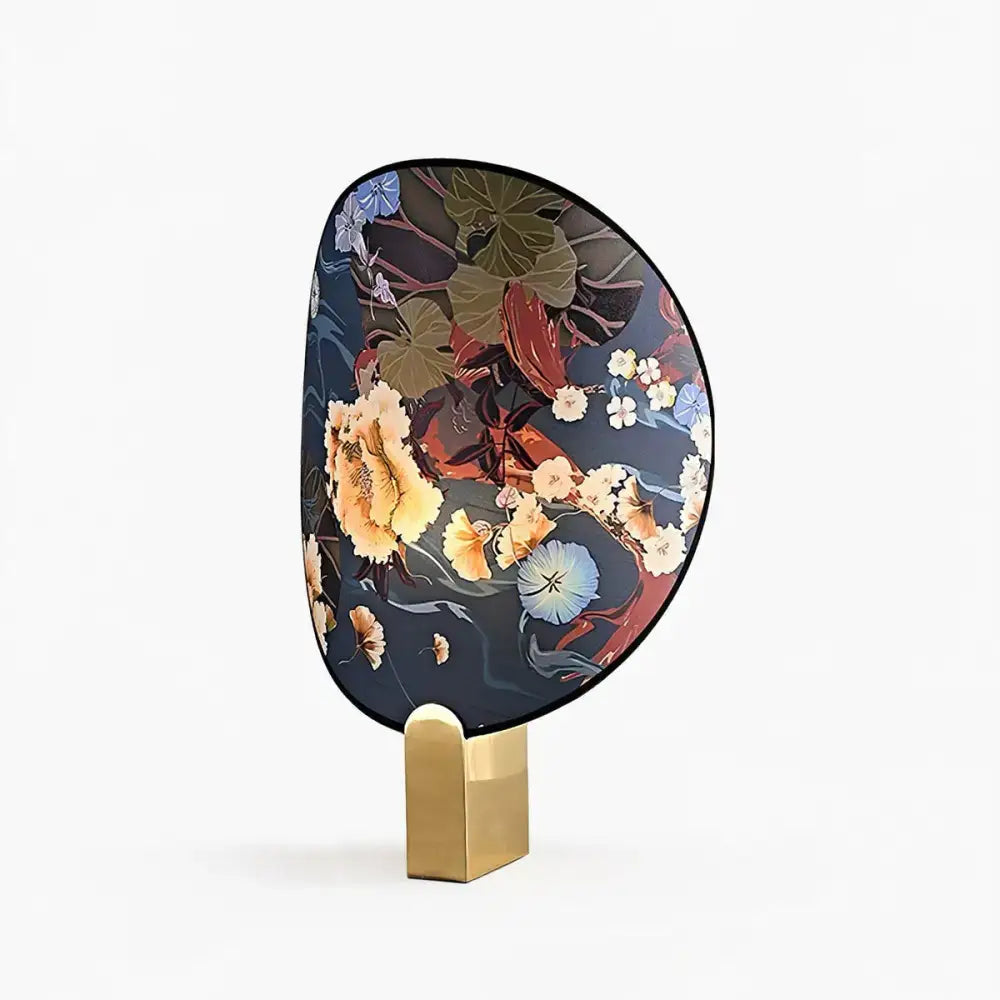 Artisanal Printed Glass Table Lamp – Modern Japanese-inspired Design - Blue Akira - Lamps