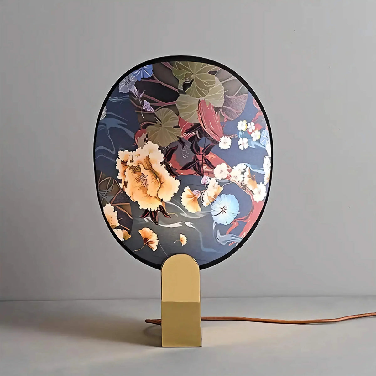Blue Table Lamp for Living Room and Bedroom | Botanical Fabric Shade Sculptural Steel Base Console Casalola Lights