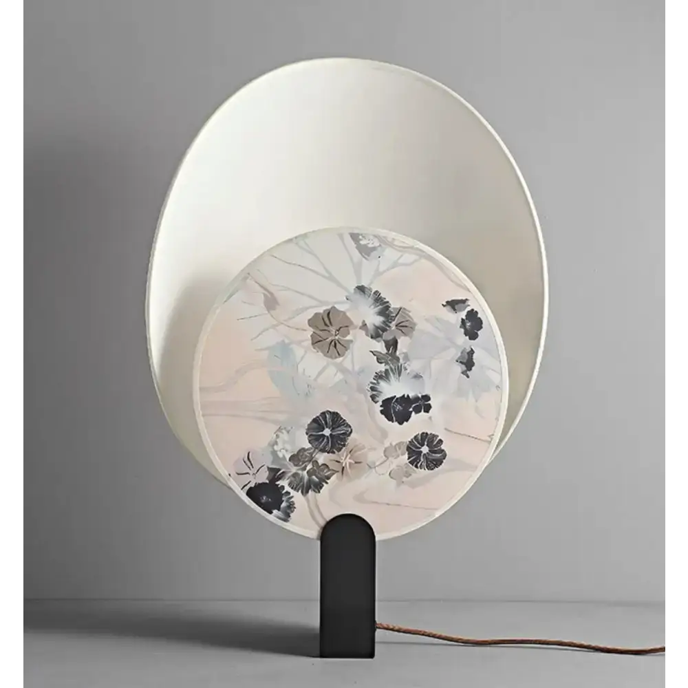 Artisanal Printed Glass Table Lamp – Modern Japanese-inspired Design - White Akira - Lamps