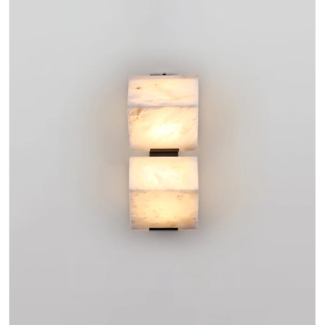 Genuine Alabaster Block Wall Sconce Black | 1 2 or 3 Stone Blocks Hallway Light 2700k Led Casalola Lights Luxury Lamps