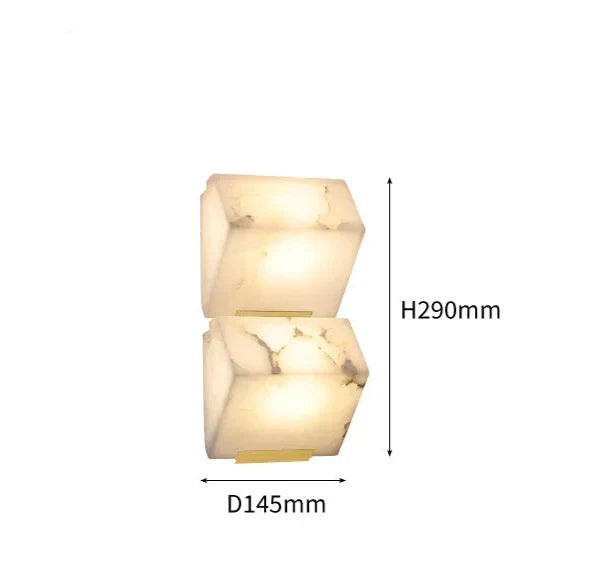 Genuine Alabaster Block Wall Sconce Black | 1 2 or 3 Stone Blocks Hallway Light 2700k Led Casalola Lights Luxury Lamps