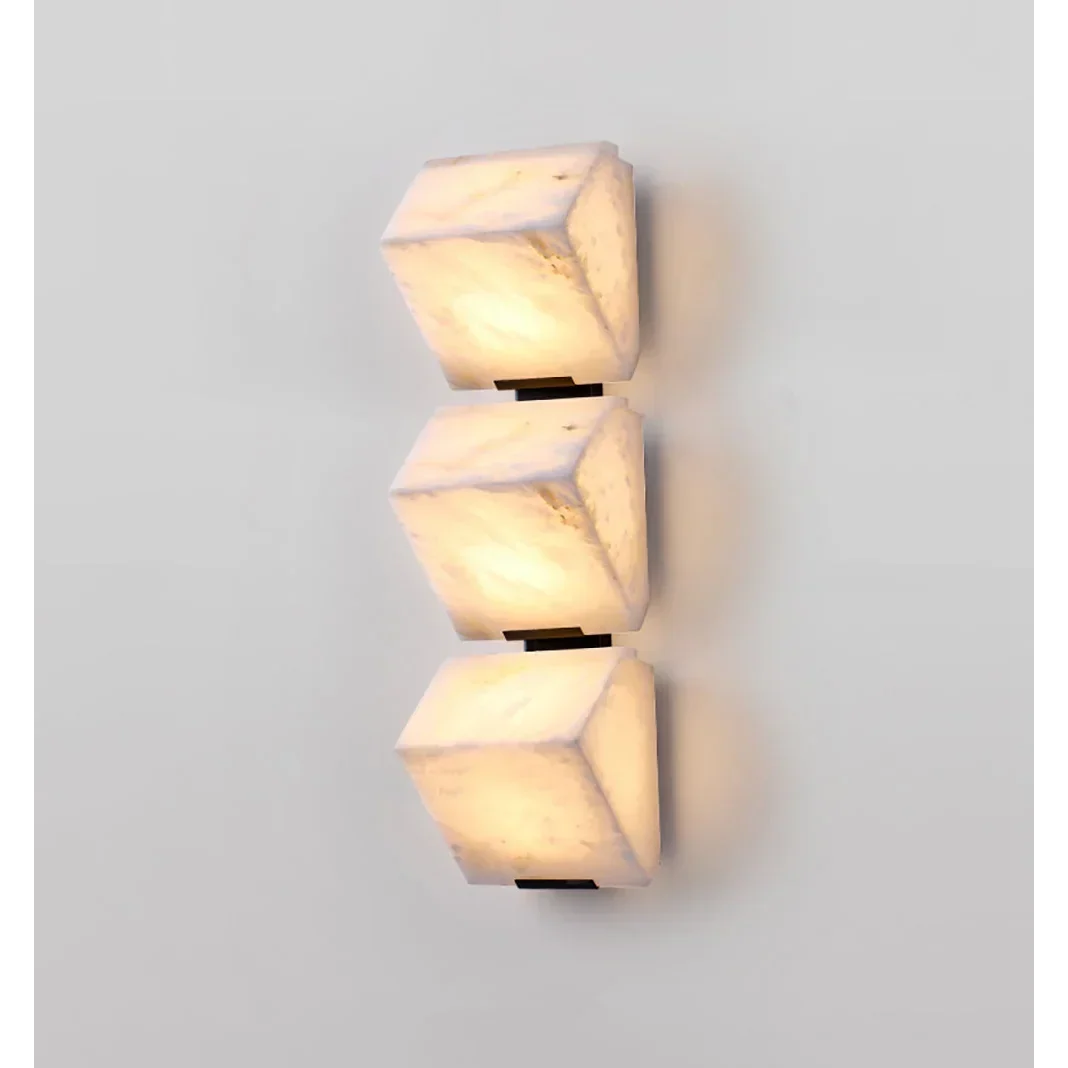 Genuine Alabaster Block Wall Sconce Black | 1 2 or 3 Stone Blocks Hallway Light 2700k Led Casalola Lights Luxury Lamps