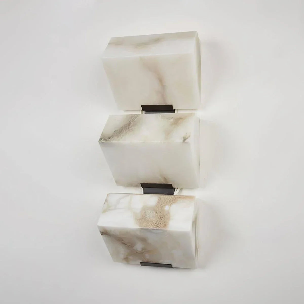 Genuine Alabaster Block Wall Sconce Black | 1 2 or 3 Stone Blocks Hallway Light 2700k Led Casalola Lights Luxury Lamps