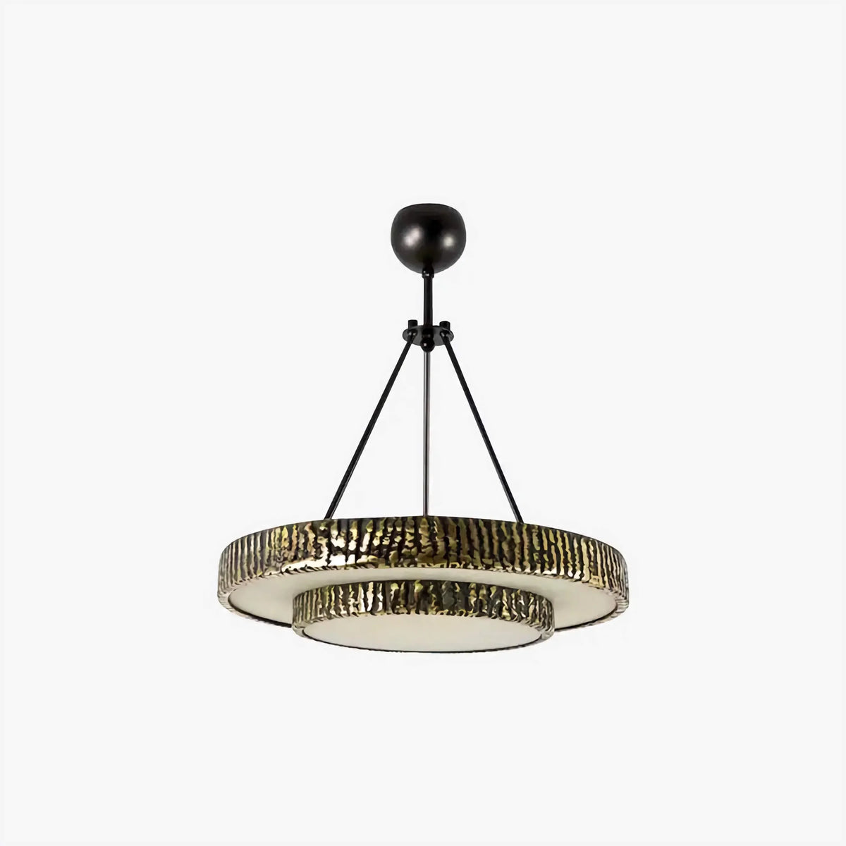 Alabaster and Brass Round Chandelier for Dining Room or Entry | Two Tiers 89 Cm (35″) Wide Hand Tooled Casalola Lights