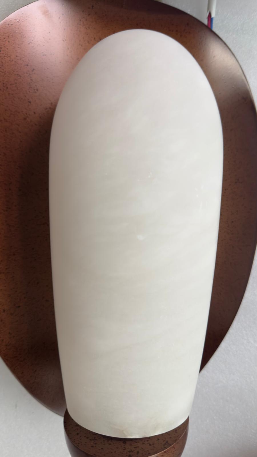 Alabaster and Copper Wall Sconce – Casalola Vertical Stone Column Light for Bedroom & Hallway Casalolalights Luxury