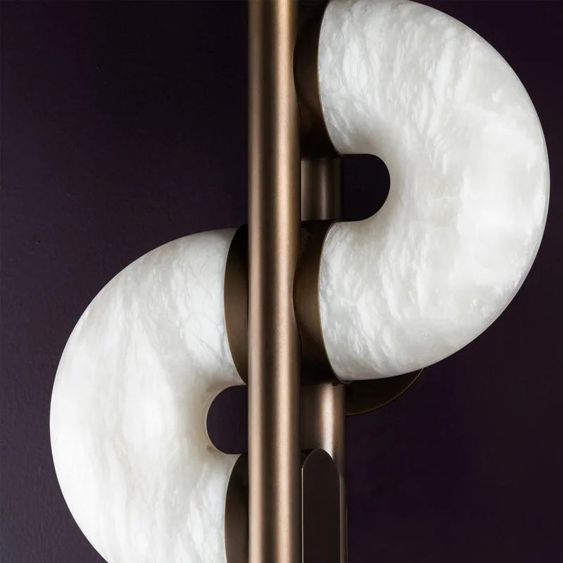 Large Genuine Alabaster Disc Wall Sconce Brass | Living Room Feature Light Stair Landing 60cm Casalola Lights Luxury