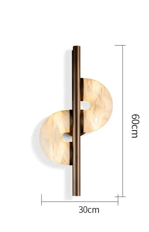 Large Genuine Alabaster Disc Wall Sconce Brass | Living Room Feature Light Stair Landing 60cm Casalola Lights Luxury
